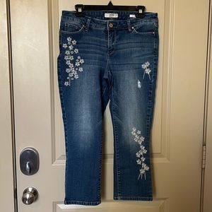Vintage America Cropped jeans with flowers